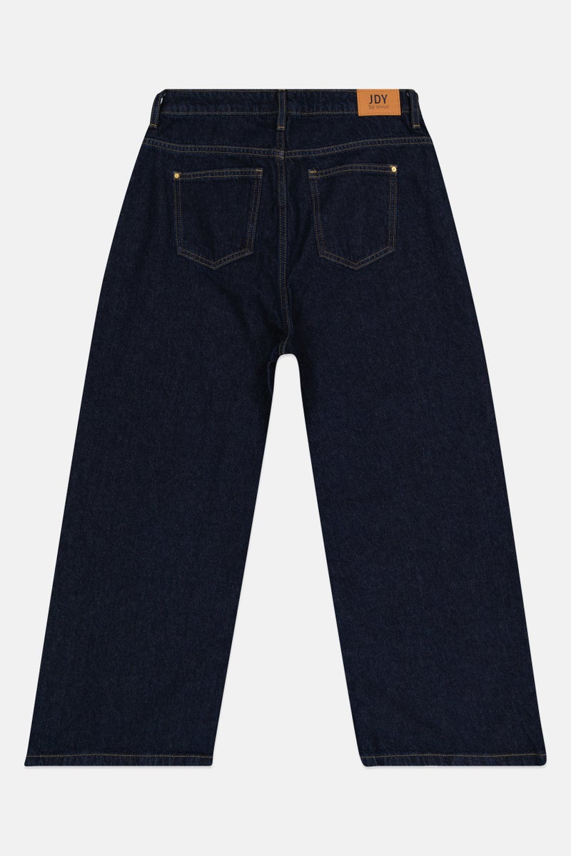 Only x Jdy Women Regular Fit Washed Non Stretchable Jeans, Navy Blue - Image 3