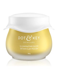 Dot & Key Illuminating Glow Detan Pack Clay Polish with Green Tea & Lemon Verbena | Detan Pack for Tan Removal | D Tan Face Mask for Tan Removal | For All Skin Types | 85g