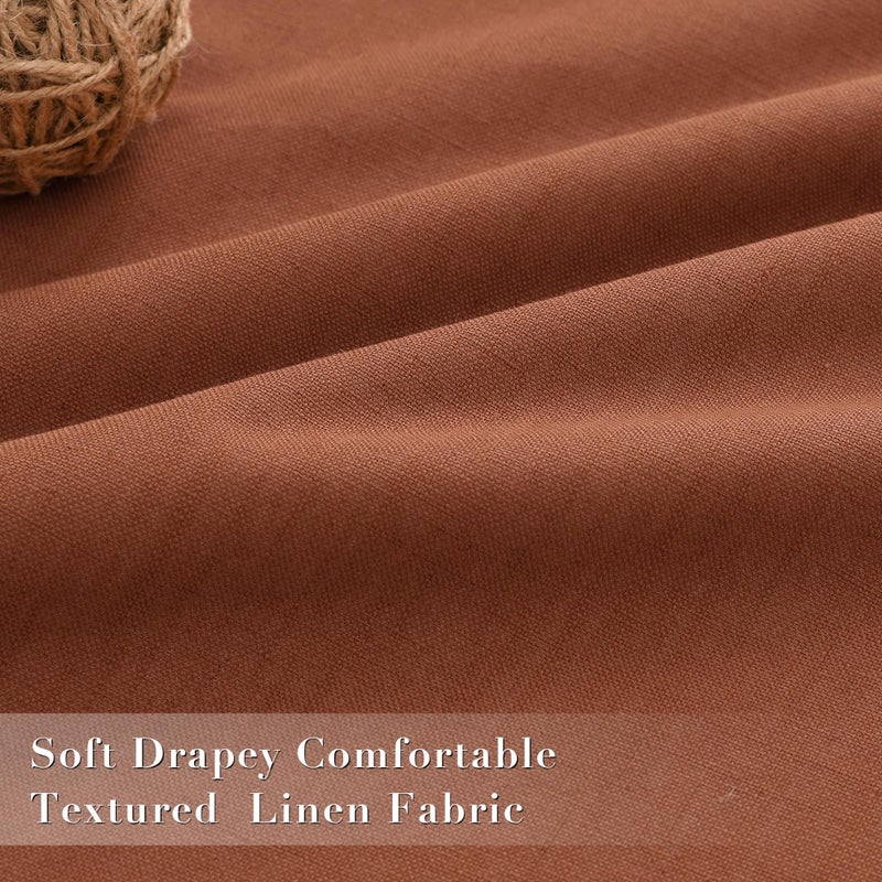 Joywell Linen 100% Blackout Curtains 120 Inch Length Long Back Tab Hook Belt Thermal Insulated Pinch Pleated Drapes for Bedroom with Hooks High Ceiling Length 10 Feet(2 Panels 52 x 120 Terracotta) - Image 4