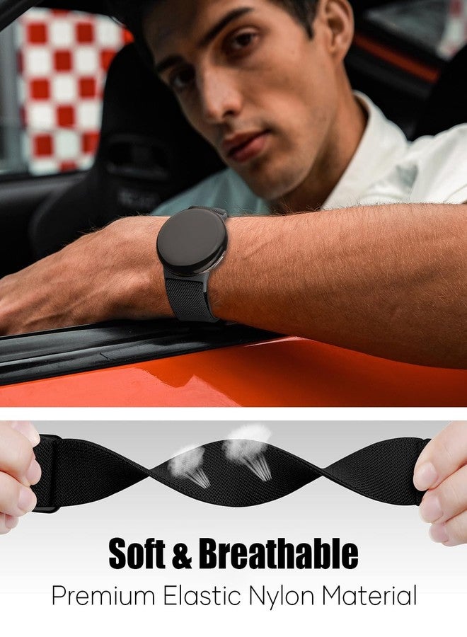 BandRain Stretchy Nylon Bands Compatible with Google Pixel Watch 4 3 Band 41mm, Pixel Watch 2 Band, Pixel Watch Band - Upgraded Metal Lugs - Adjustable Elastic Sport Loop Straps for Women Men - Image 5