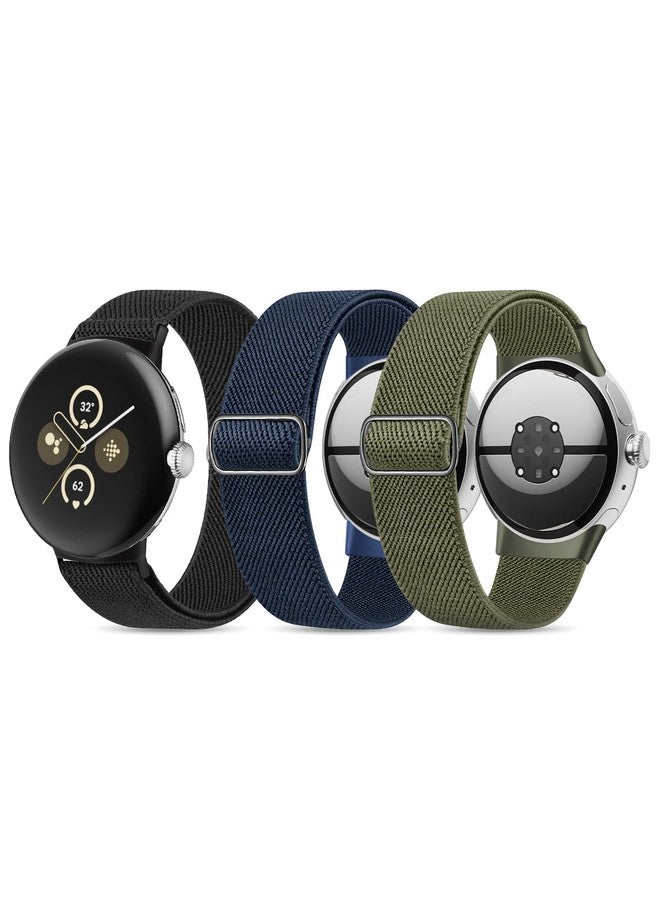 BandRain Stretchy Nylon Bands Compatible with Google Pixel Watch 4 3 Band 41mm, Pixel Watch 2 Band, Pixel Watch Band - Upgraded Metal Lugs - Adjustable Elastic Sport Loop Straps for Women Men - Image 1
