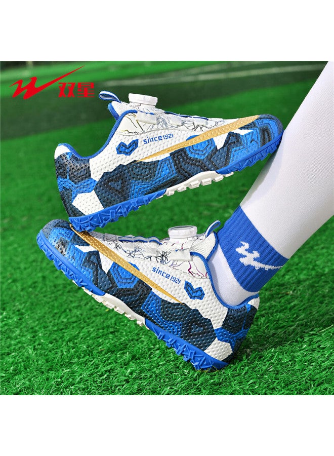 Shuangxing Children's Soccer Shoes 2025 New Boys And Girls Primary And Secondary School Professional Compeion Training Cleats White Blue Size 32