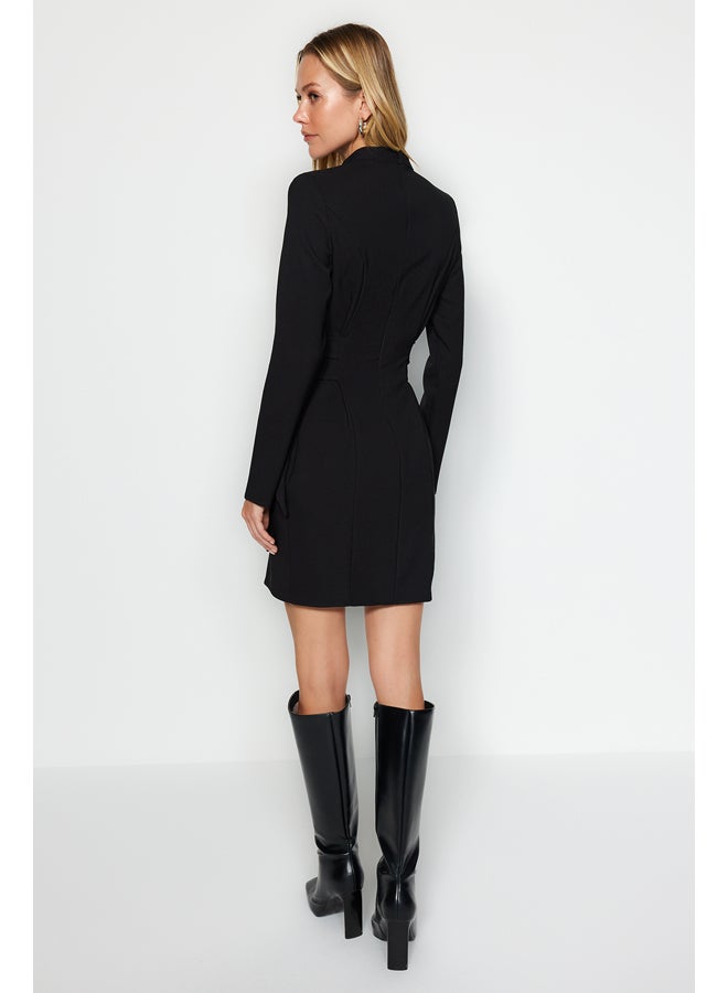 trendyol A-Line Stand Up Collar Woven Dress with Black Belt TWOAW24EL00701 - Image 5
