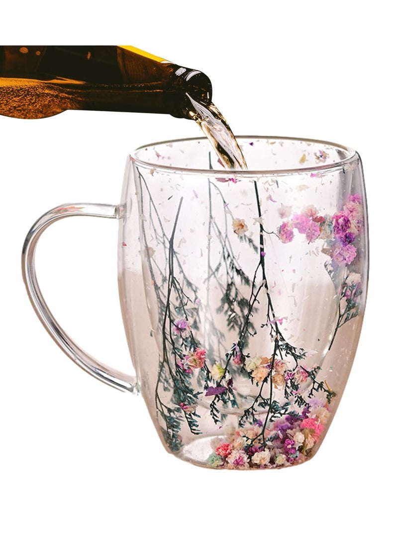 Excefore أكواب زجاجية مزدوجة الجدران، أكواب زجاجية مقاومة للحرارة، أكواب بوروسيليكيت مضادة للحروق، أكواب كابتشينو شفافة، أكواب ورقية ساخنة مثالية للمشروبات الساخنة مثل الشاي والقهوة - Image 5