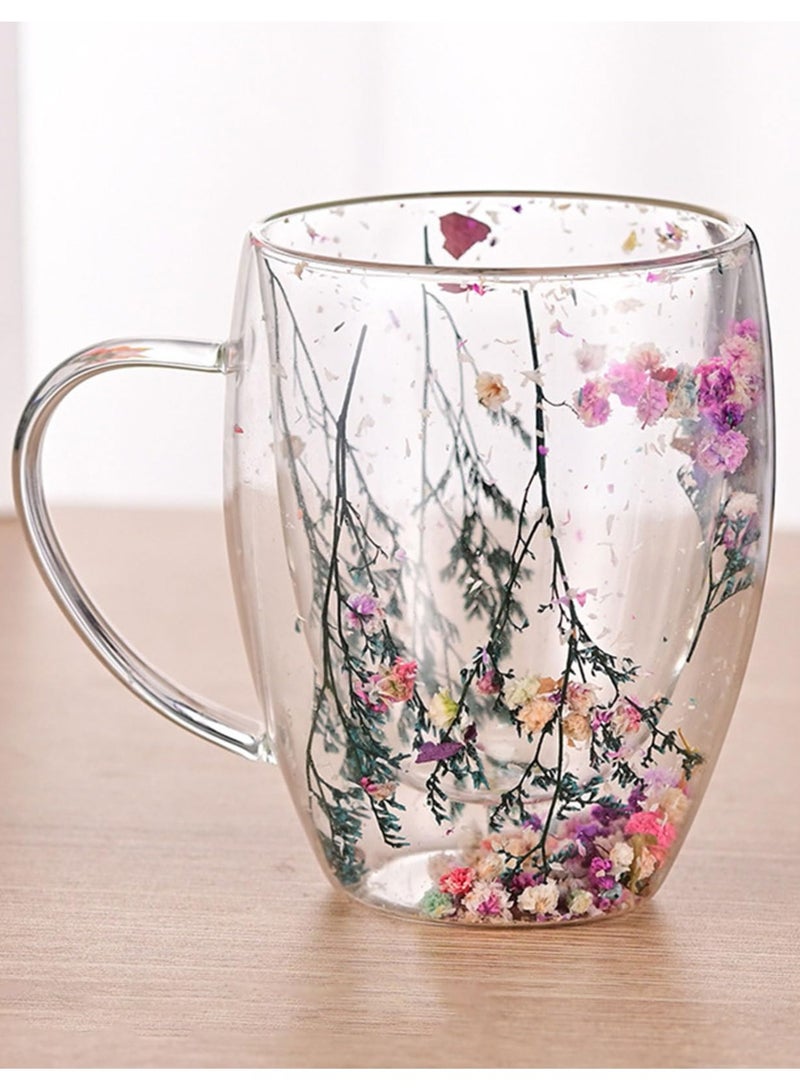 Excefore أكواب زجاجية مزدوجة الجدران، أكواب زجاجية مقاومة للحرارة، أكواب بوروسيليكيت مضادة للحروق، أكواب كابتشينو شفافة، أكواب ورقية ساخنة مثالية للمشروبات الساخنة مثل الشاي والقهوة - Image 4