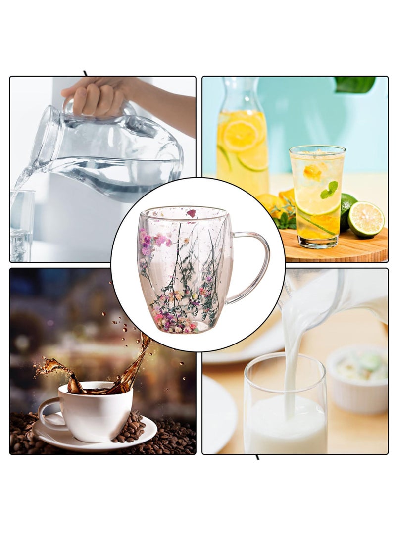 Excefore أكواب زجاجية مزدوجة الجدران، أكواب زجاجية مقاومة للحرارة، أكواب بوروسيليكيت مضادة للحروق، أكواب كابتشينو شفافة، أكواب ورقية ساخنة مثالية للمشروبات الساخنة مثل الشاي والقهوة - Image 2