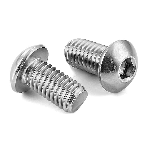 MewuDecor مسامير رأس زرية بفتحة سداسية MewuDecor 5/16-18 x 5/8" مصنوعة من الفولاذ المقاوم للصدأ 304 18-8، تشطيب لامع، خيوط خشنة، كاملة الخيوط، محرك سداسي ألين، 20 قطعة - Image 1