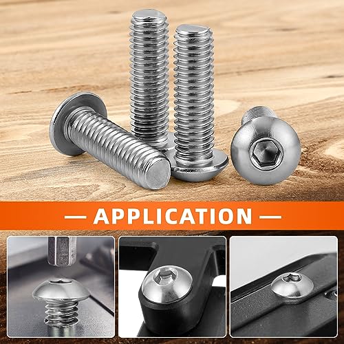 MewuDecor مسامير رأس زرية بفتحة سداسية MewuDecor 5/16-18 x 5/8" مصنوعة من الفولاذ المقاوم للصدأ 304 18-8، تشطيب لامع، خيوط خشنة، كاملة الخيوط، محرك سداسي ألين، 20 قطعة - Image 5