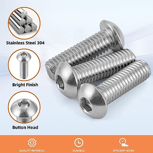 MewuDecor مسامير رأس زرية بفتحة سداسية MewuDecor 5/16-18 x 5/8" مصنوعة من الفولاذ المقاوم للصدأ 304 18-8، تشطيب لامع، خيوط خشنة، كاملة الخيوط، محرك سداسي ألين، 20 قطعة - Image 4