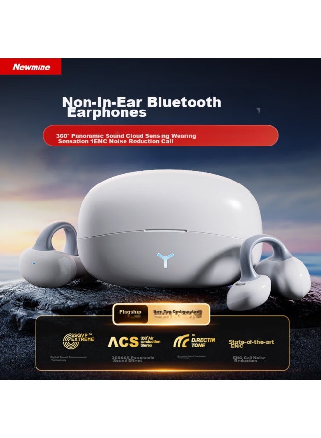 Newmine Newman Bone Conduction Concept Open Wireless Clip-on Ear-hook Non-in Ear-hook Bluetooth Headphones For Sports And Calls, Compatible With Huawei, Apple And Others, White - Image 1