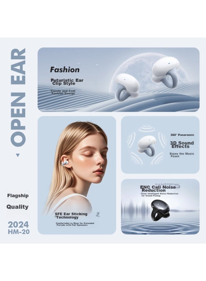 Newmine Newman Bone Conduction Concept Open Wireless Clip-on Ear-hook Non-in Ear-hook Bluetooth Headphones For Sports And Calls, Compatible With Huawei, Apple And Others, White - Image 3