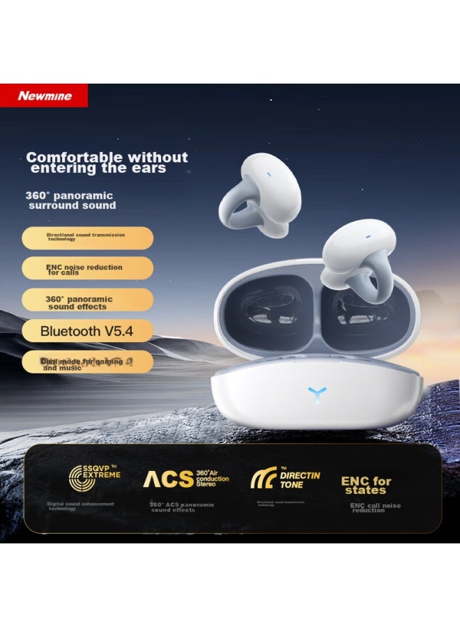 Newmine Newman Bone Conduction Concept Open Wireless Clip-on Ear-hook Non-in Ear-hook Bluetooth Headphones For Sports And Calls, Compatible With Huawei, Apple And Others, White - Image 5