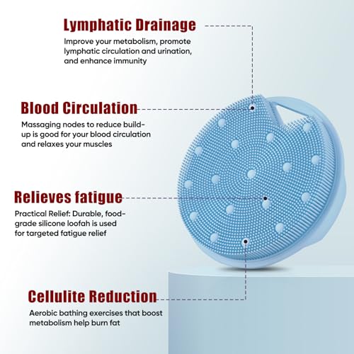 XCRUCC New Upgrade - Silicone Body Scrubber, Anti Zinc Infused - Heavy Nodes, Multifunctional Silicone Loofah for Humid Environment, Shower, Exfoliating, Lymphatic Drainage, Blood Circulation- Azure - Image 4