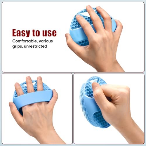 XCRUCC New Upgrade - Silicone Body Scrubber, Anti Zinc Infused - Heavy Nodes, Multifunctional Silicone Loofah for Humid Environment, Shower, Exfoliating, Lymphatic Drainage, Blood Circulation- Azure - Image 3