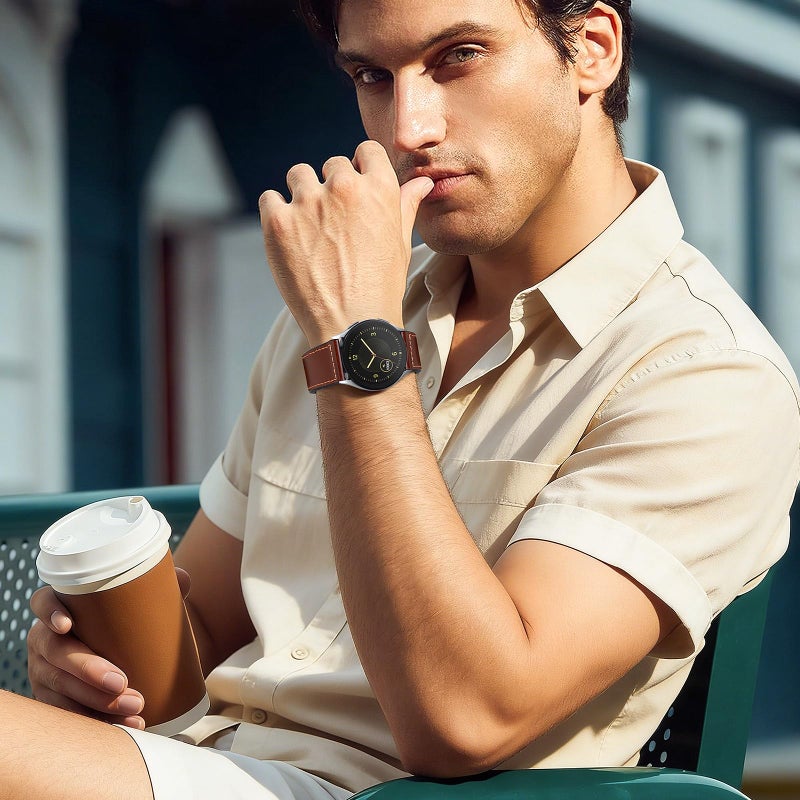 WestEagle Magnetic Leather Band Compatible with Samsung Galaxy Watch 7/6/5/4/Active 2 40mm 44mm/Watch 6 Classic 43mm 47mm/Watch 5 Pro 45mm/Watch 4 Classic 42mm 46mm, 20mm Strap for Men - Image 2