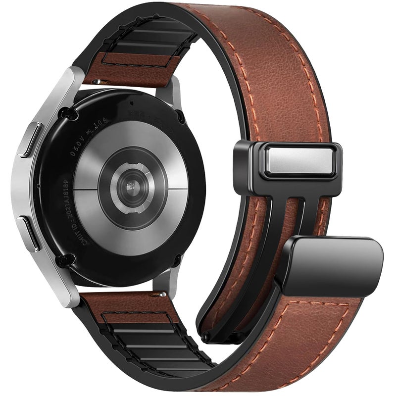 WestEagle Magnetic Leather Band Compatible with Samsung Galaxy Watch 7/6/5/4/Active 2 40mm 44mm/Watch 6 Classic 43mm 47mm/Watch 5 Pro 45mm/Watch 4 Classic 42mm 46mm, 20mm Strap for Men - Image 1