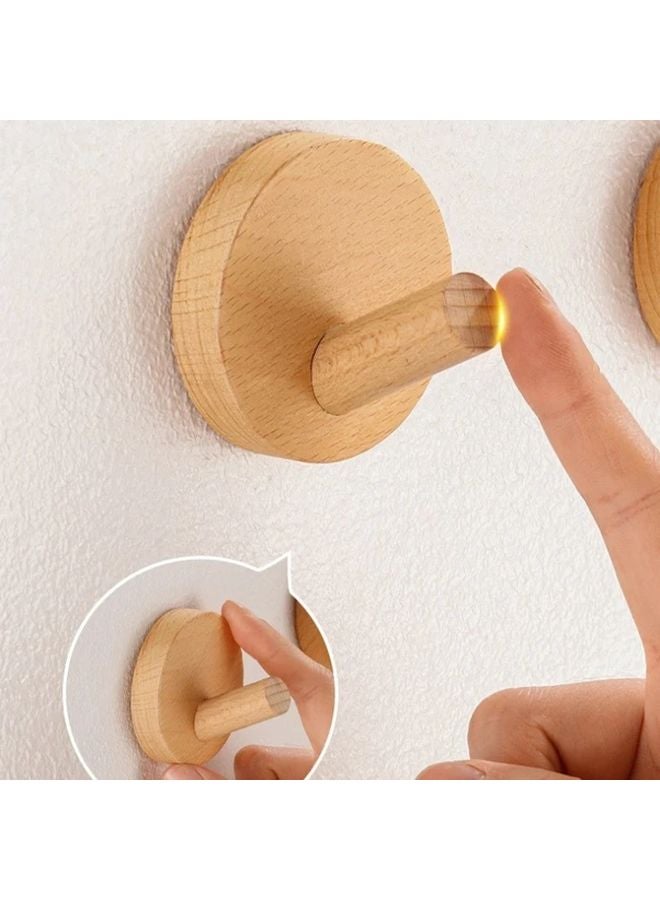 3pcs Nordic Beech Wooden Wall Hooks Natural Wood Finish No Punching - Image 3