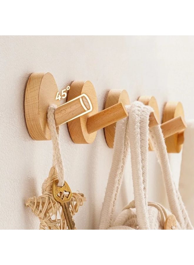 3pcs Nordic Beech Wooden Wall Hooks Natural Wood Finish No Punching - Image 2