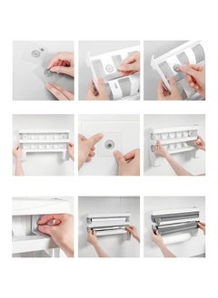 REOCLE 4-in-1 Wall-Mount Paper Towel Holder & Sauce Bottle Spice Rack Shelf & Multi-Function Refrigerator Cling Film Storage Rack & Tin Foil Paper Organizer & Towel Storage Holder for Kitchen or Bathroom  - Image 3