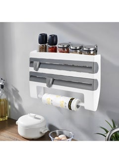 REOCLE 4-in-1 Wall-Mount Paper Towel Holder & Sauce Bottle Spice Rack Shelf & Multi-Function Refrigerator Cling Film Storage Rack & Tin Foil Paper Organizer & Towel Storage Holder for Kitchen or Bathroom  - Image 4
