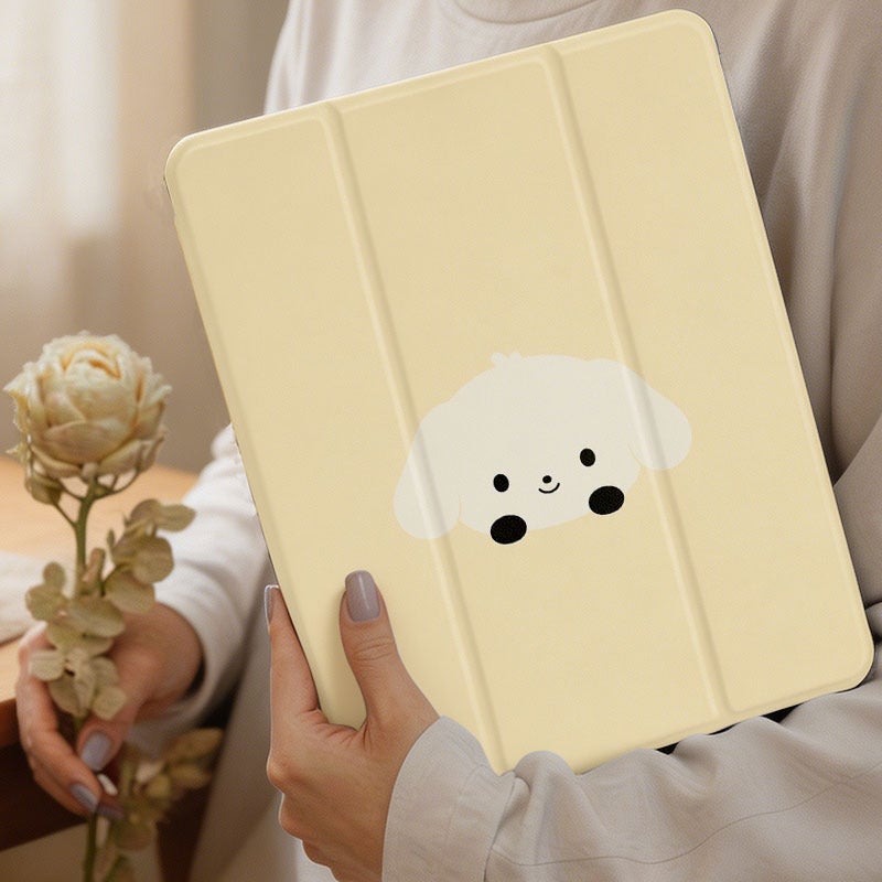 Tablet Case for Samsung Galaxy Tab, Cream Star And Puppy Charms, Galaxy Tab Cover for S6 S7 S8 S9 S10 Lite FE Plus A8 A9+ A11+, Compatible with 10.4 10.5 11 12.4 inch Slim Clear Protective Cover with Stand for Women - Image 1