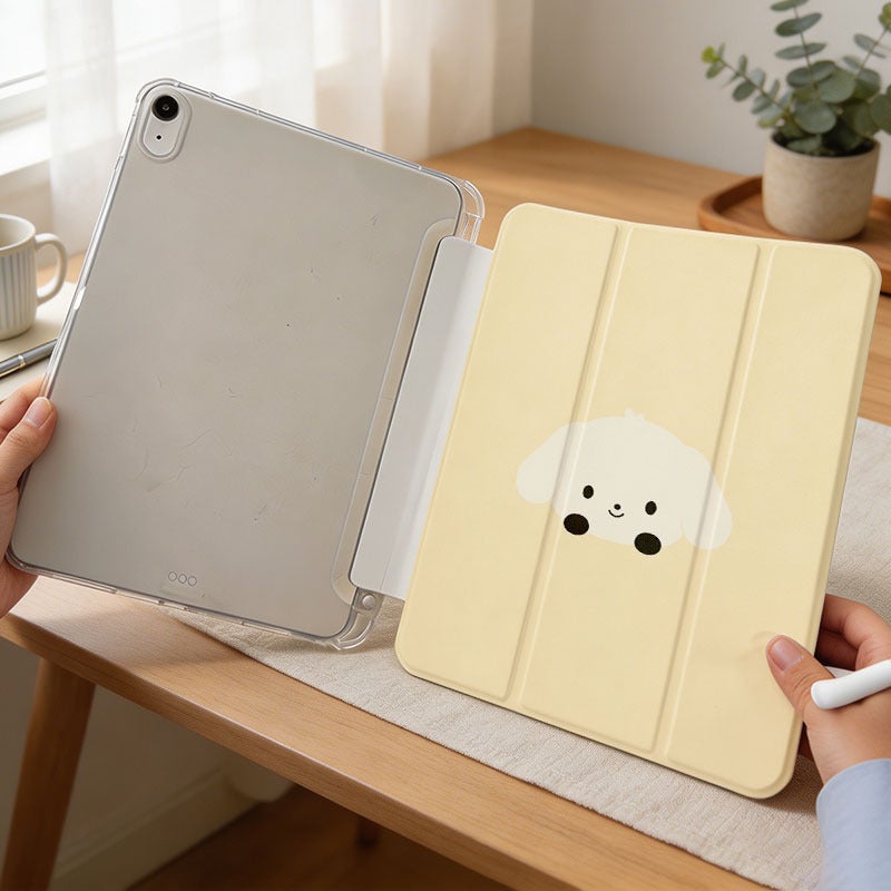Tablet Case for Samsung Galaxy Tab, Cream Star And Puppy Charms, Galaxy Tab Cover for S6 S7 S8 S9 S10 Lite FE Plus A8 A9+ A11+, Compatible with 10.4 10.5 11 12.4 inch Slim Clear Protective Cover with Stand for Women - Image 3