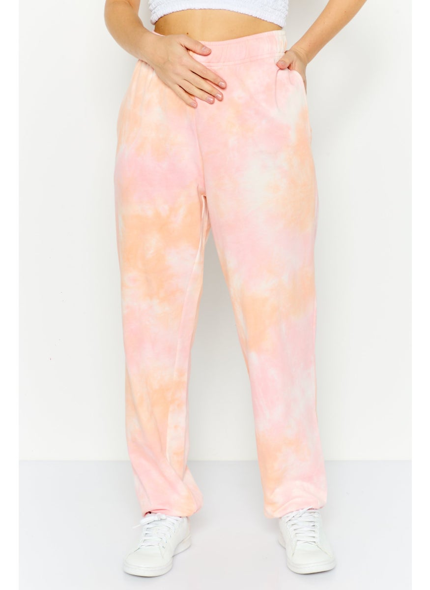 NIA Women Regular Fit Tie Dyed Drawstring Sweatpants, Pink  - Image 1