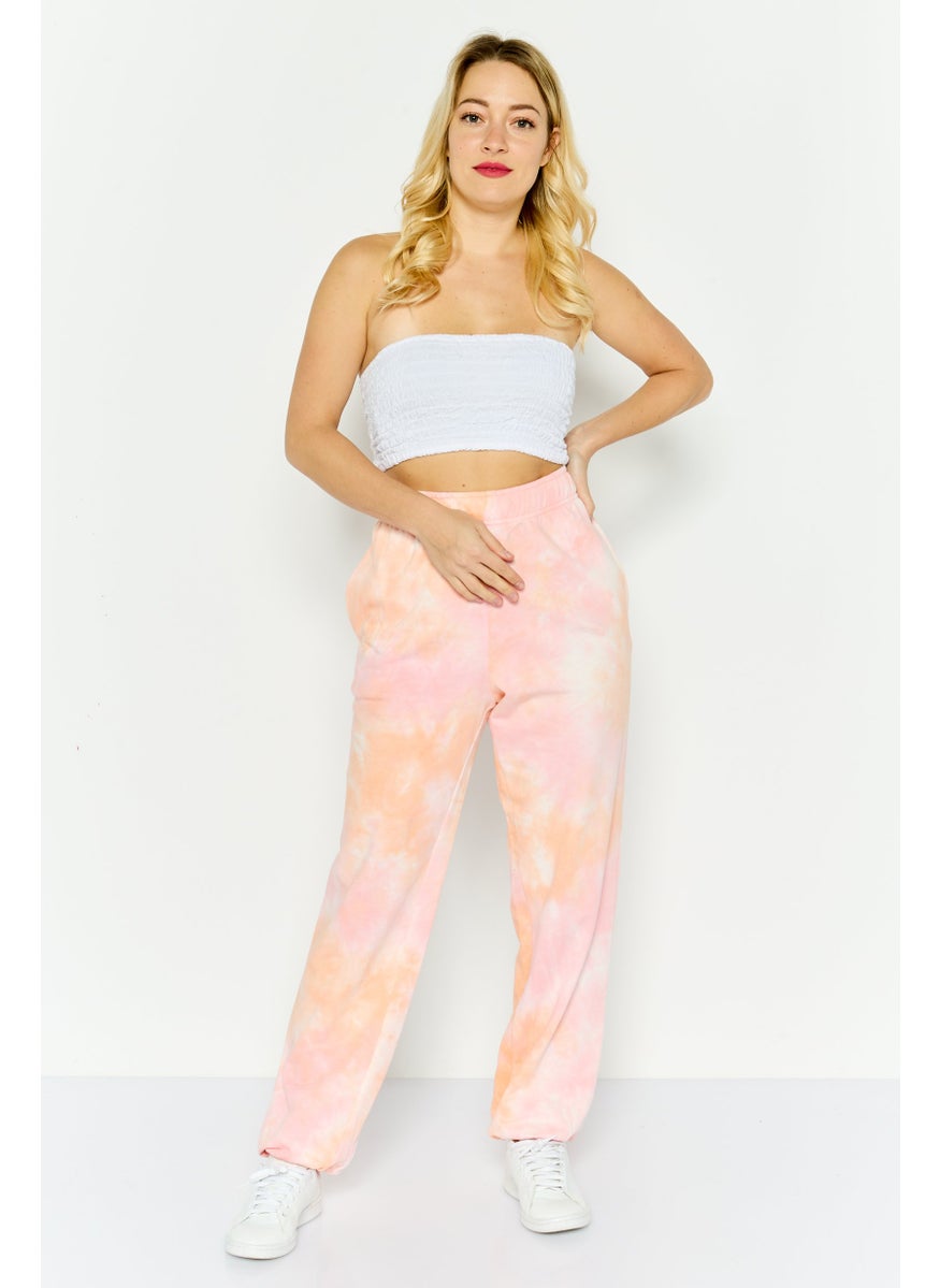 NIA Women Regular Fit Tie Dyed Drawstring Sweatpants, Pink  - Image 3