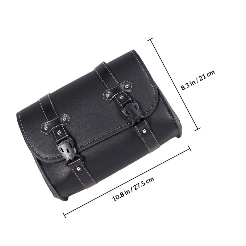 Motorcycle Leather Saddlebag Side Bag Hanging Tool Pouch Storage For Cruiser Touring Bikes - Image 3