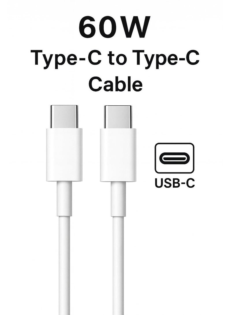 Type-C to Type-C Fast Charging Cable 60W, 1 Meter – Supports Fast Charging & Data Transfer - Image 1