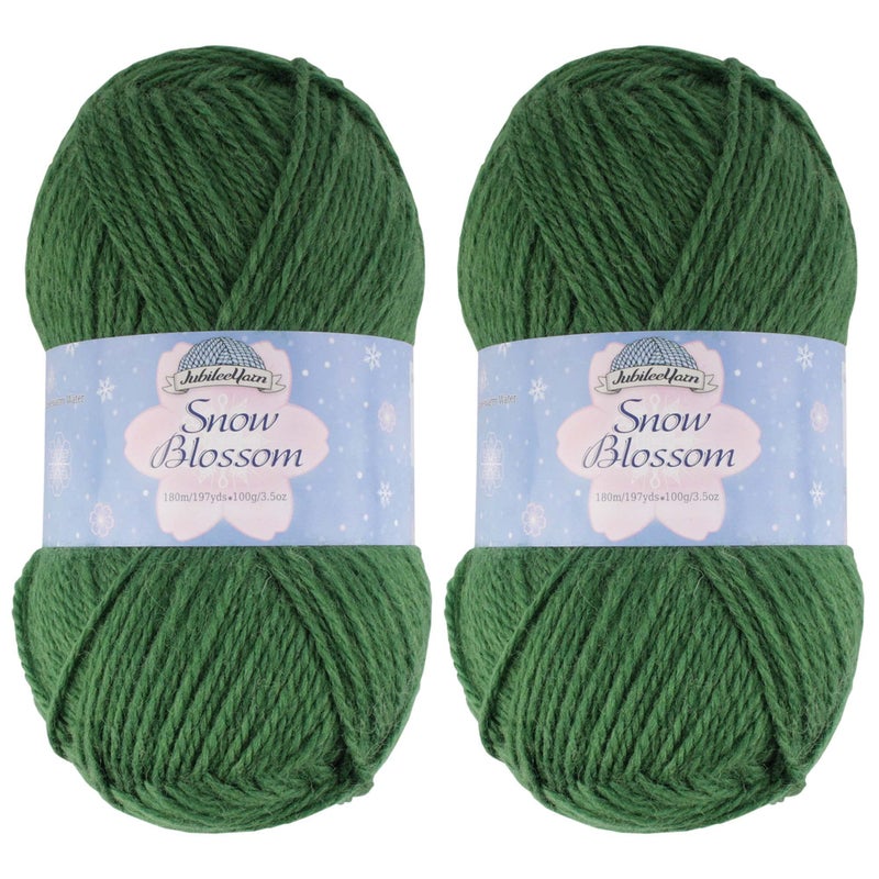 BambooMN JubileeYarn Snow Blossom Yarn DK Superwash Wool Leafy Green 2 Skeins