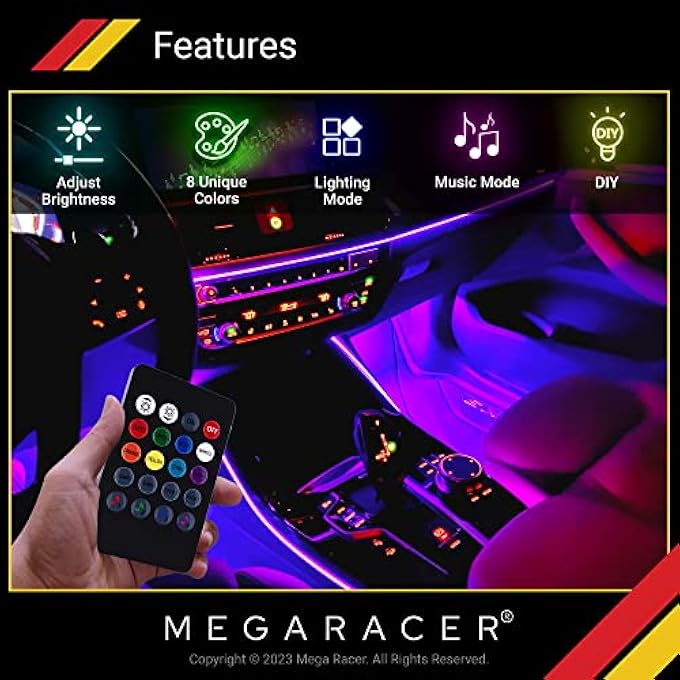 Mega Racer Led Interior Car Lights  8 Custom Rgb Colors Cars Strips Lights 48 Led Chips 4 Music Modes Infrared Remote Controlled Car Charger Dc 12V - Image 2