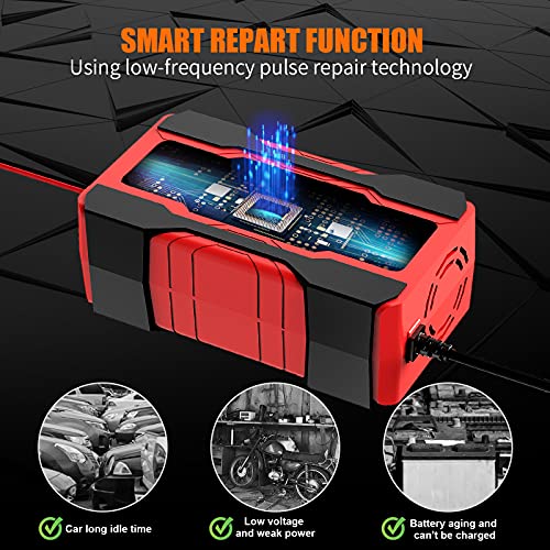 YONHAN Battery Charger 10-Amp 12V and 24V Fully-Automatic Smart Car Battery Charger, Battery Maintainer Trickle Charger, and Battery Desulfator with Temperature Compensation - Image 3