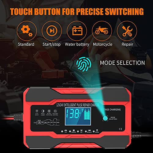 YONHAN Battery Charger 10-Amp 12V and 24V Fully-Automatic Smart Car Battery Charger, Battery Maintainer Trickle Charger, and Battery Desulfator with Temperature Compensation - Image 4