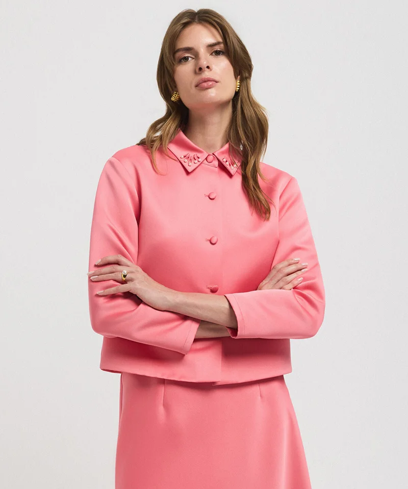 ابيكول Cutout Jacket with Faux Pearl