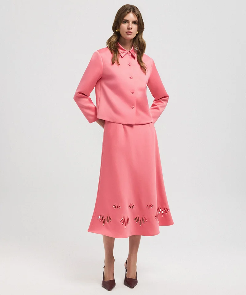 ابيكول Cutout Jacket with Faux Pearl