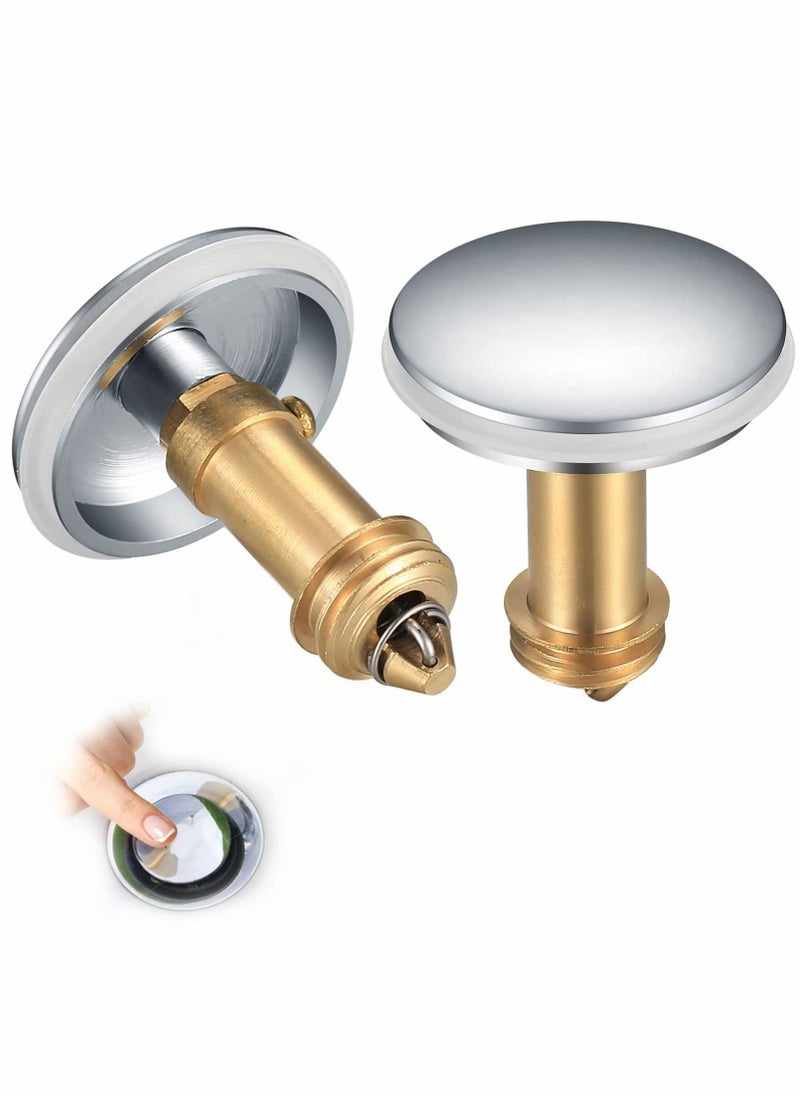 Y&D Pop Up Click Clack Sprung Plug Stopper, Brass Bathroom Wash Basin Sink Drain Waste Strainer Plugs Pop-up for Washbasin Kitchen 38mm（2 Pcs ）  - Image 1
