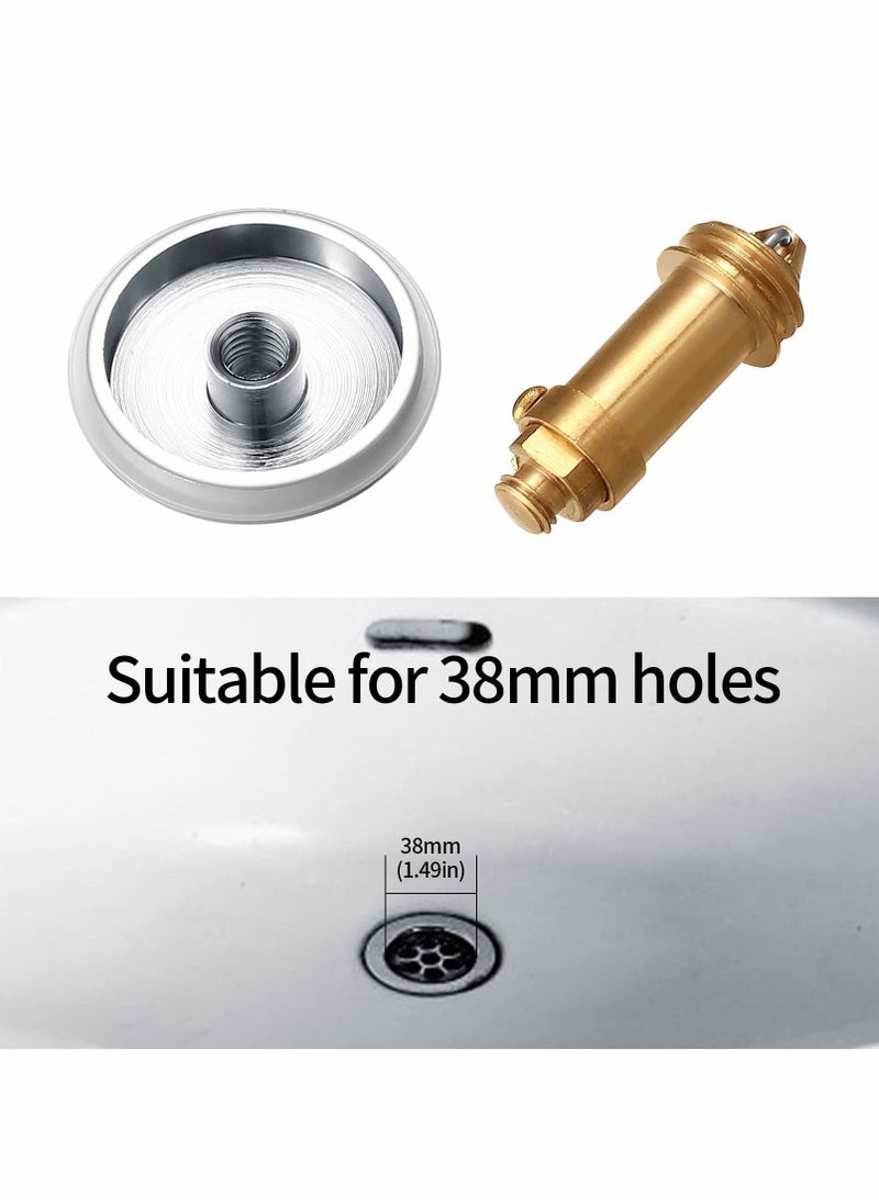 Y&D Pop Up Click Clack Sprung Plug Stopper, Brass Bathroom Wash Basin Sink Drain Waste Strainer Plugs Pop-up for Washbasin Kitchen 38mm（2 Pcs ）  - Image 2