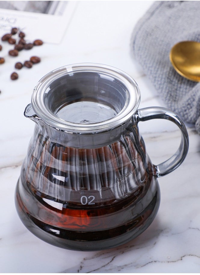 Brutelle - V60 Manual Coffee Share Pot 600Ml with White Coffee Paper Filter 50 Piece Glass Coffee Maker Drip Set of 3 with Coffee Pot and Filter Gray - Image 1