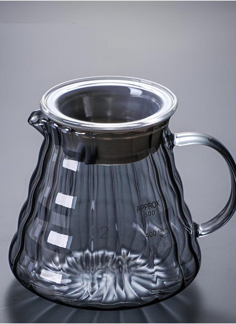 Brutelle - V60 Manual Coffee Share Pot 600Ml with White Coffee Paper Filter 50 Piece Glass Coffee Maker Drip Set of 3 with Coffee Pot and Filter Gray - Image 1