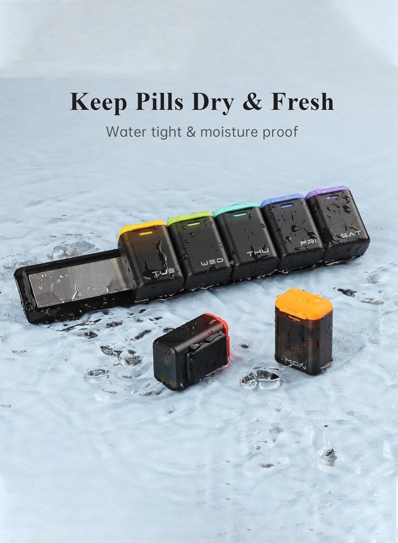 لبونير منظم أقراص مغناطيسي أسبوعي، علبة أقراص قابلة للإزالة 7 أيام مرة واحدة في اليوم، علبة أقراص كبيرة للسفر، موزع أدوية أسبوعي لمرة واحدة يومياً، حامل حاوية أدوية لفيتامينات المكملات الغذائية - Image 3