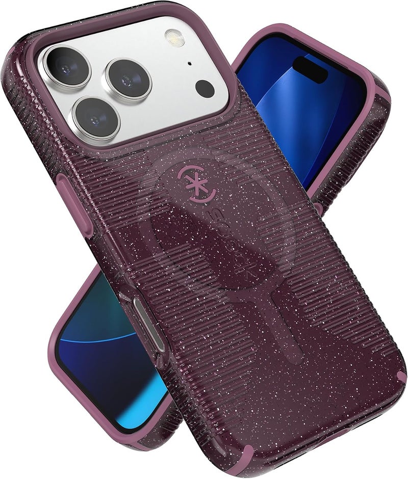 Speck CANDYSHELL Grip +MS Case for iPhone 17 Pro - Plumberry Glitter | Slim Protective Grip | Drop Protection | MagSafe Compatible - Image 1
