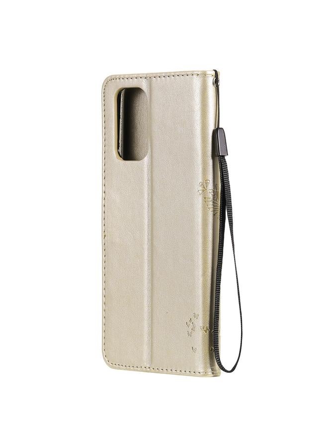 اس-توب جراب لهاتف OPPO A93 5G / A74 5G، جراب من جلد البولي يوريثان بطباعة مضغوطة بنمط شجرة وقط، مع حامل وفتحات للبطاقات ومحفظة وحبل تعليق - Image 4