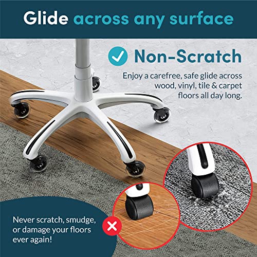 Lifelong Office Chair Wheels Replacement Rubber Chair Casters for Hardwood Floors, Set of 5, Heavy Duty Office Chair Desk Casters for Chairs to Replace Office Chair-Universal Fit - Image 2