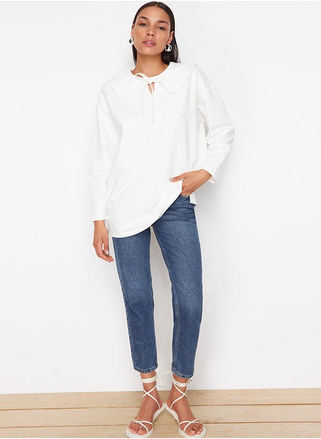 trendyol Ecru Baby Collar Knitted Tunic TCTSS24UK00040  - Image 1