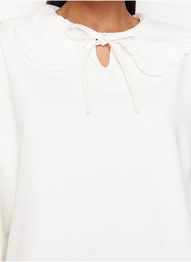 trendyol Ecru Baby Collar Knitted Tunic TCTSS24UK00040  - Image 5