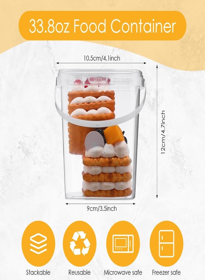 Menkxi 15 Pieces 34 oz Ice Cream Buckets with Lids Plastic Clear Deli Containers with Lids Transparent Airtight Square Bucket with Handles Canisters Storage Containers for Freezer Kitchen Home - Image 2