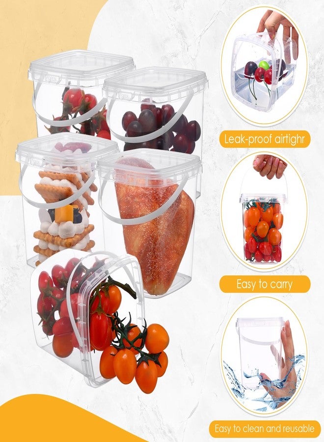 Menkxi 15 Pieces 34 oz Ice Cream Buckets with Lids Plastic Clear Deli Containers with Lids Transparent Airtight Square Bucket with Handles Canisters Storage Containers for Freezer Kitchen Home - Image 4