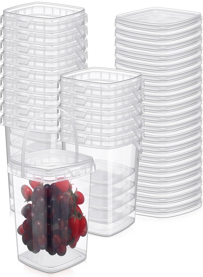 Menkxi 15 Pieces 34 oz Ice Cream Buckets with Lids Plastic Clear Deli Containers with Lids Transparent Airtight Square Bucket with Handles Canisters Storage Containers for Freezer Kitchen Home - Image 1