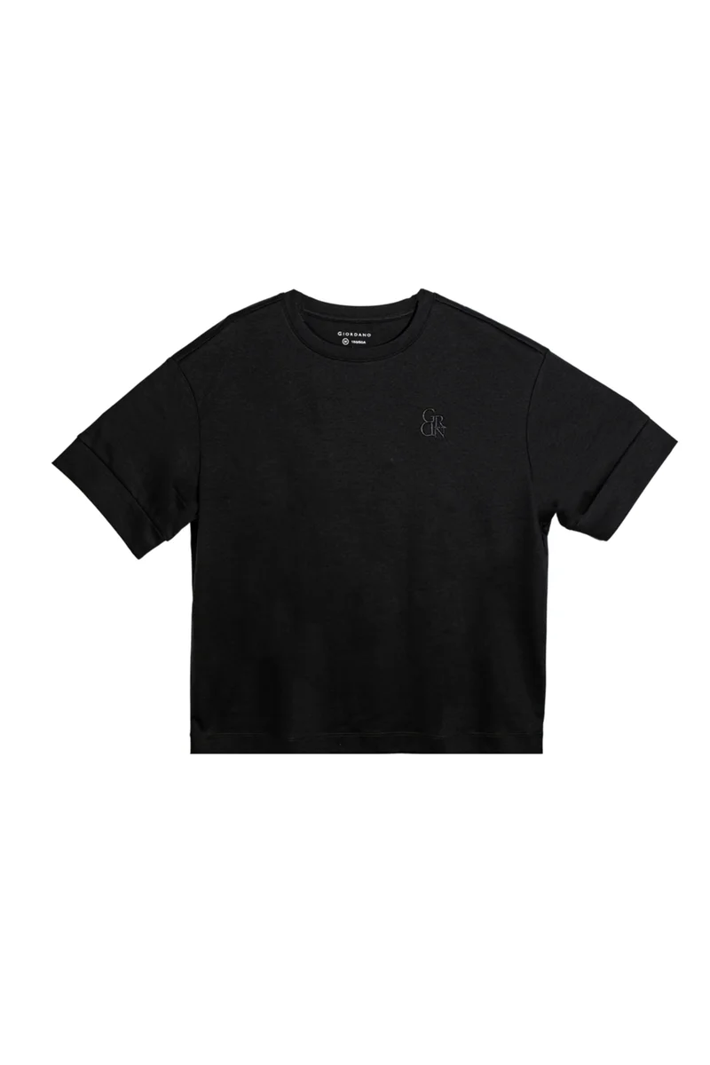 جيوردانو تي شيرت قطن أسود للنساء